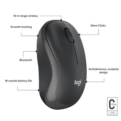 Logitech M240 Silent Bluetooth Wireless Mouse Compact Design - Graphite-tpstech