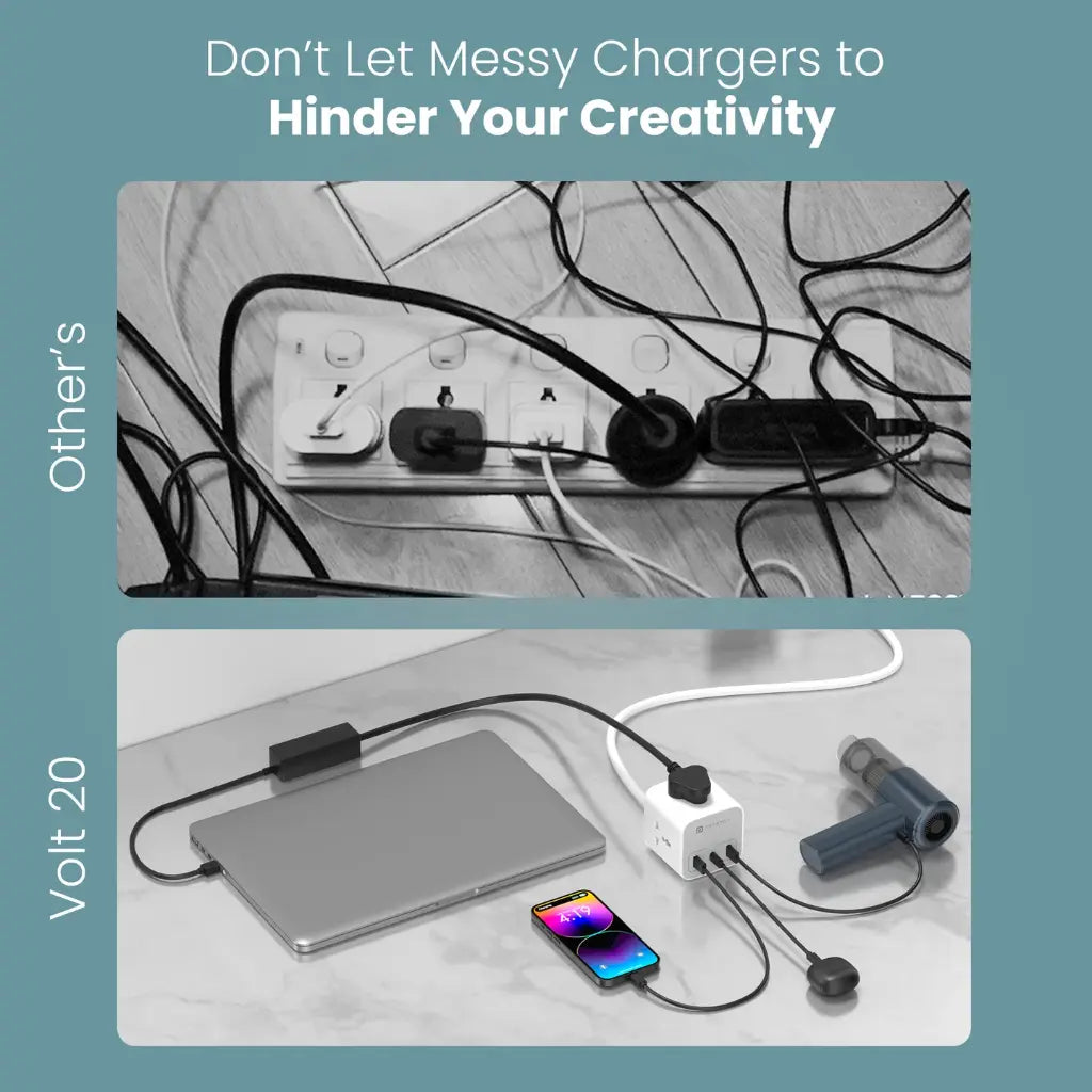 Portronics 20W Volt 20 High Speed Smart Desktop Charger with 3M Copper Cable-tpstech.in