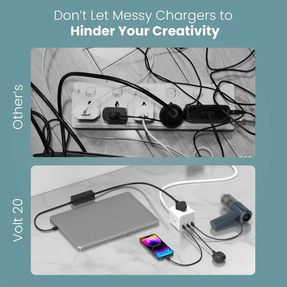 Portronics 20W Volt 20 High Speed Smart Desktop Charger with 3M Copper Cable-tpstech.in
