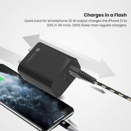 Portronics Adapto 45 POR 1445 20W Dual Port Fast Charger with USB C and USB A Output-tpstech.in