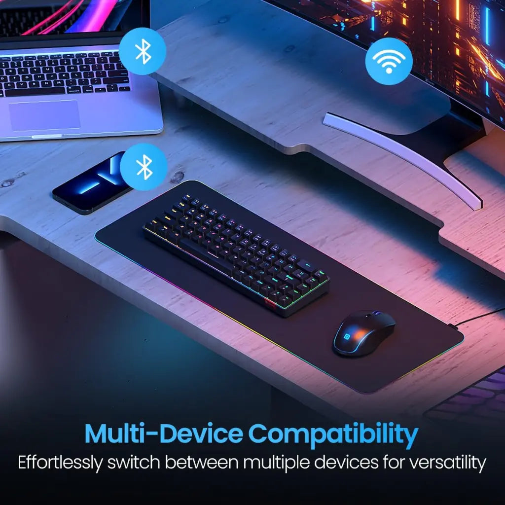 Portronics Hydra 10 POR‑2329 Wireless Mechanical Keyboard RGB Backlight Compact TKL Design (Black)-tpstech.in
