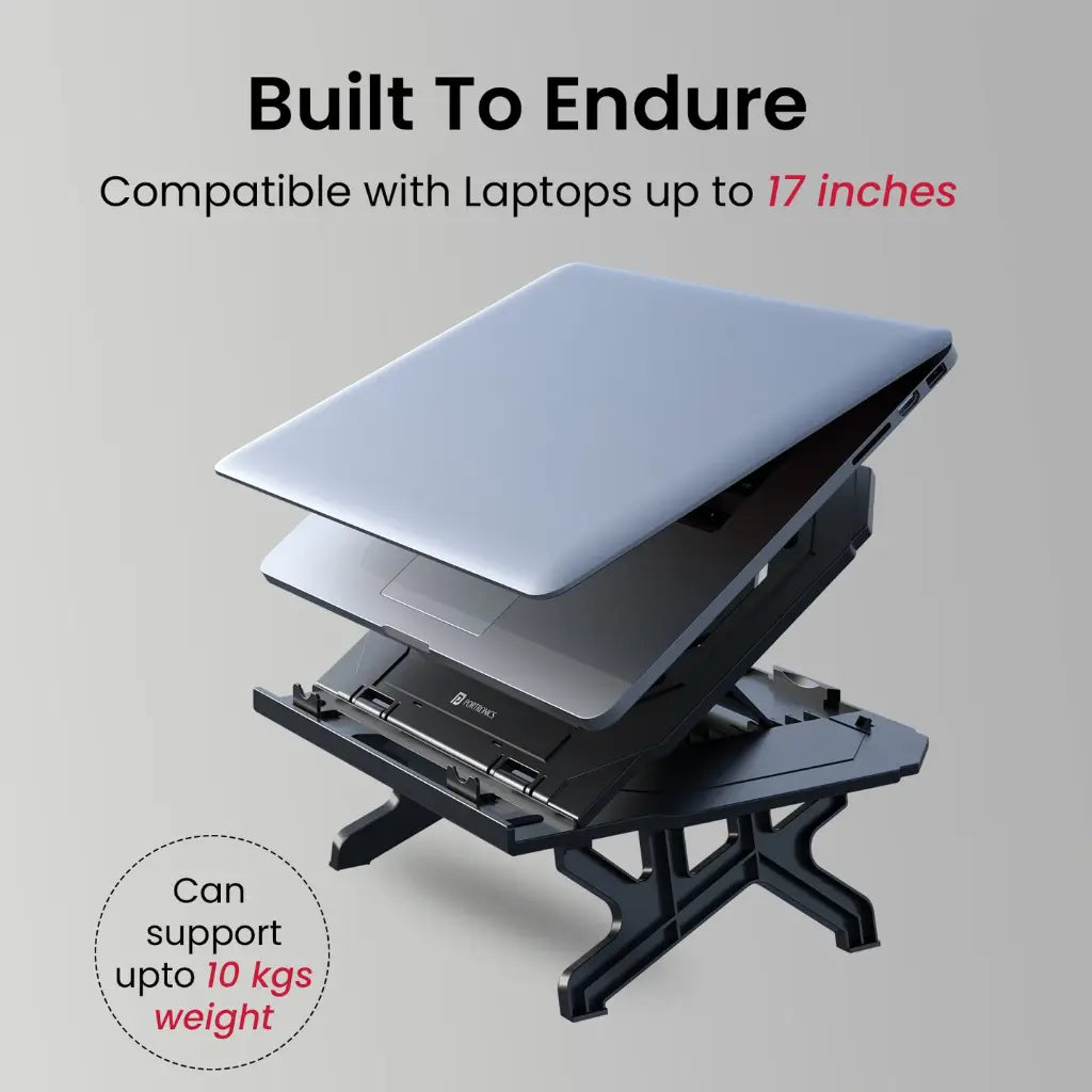 Portronics My Buddy Hexa 33 POR 1924 Laptop Stand with 10 Adjustable Heights & Phone Holder-tpstech.in