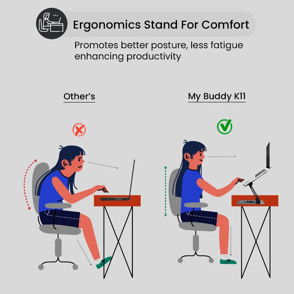 Portronics My Buddy K11 POR 2202 Foldable Laptop Stand with 360 Rotation-tpstech.in