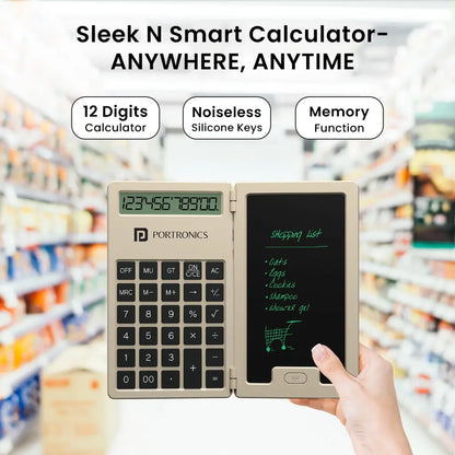 Portronics Ruffpad Calc Mini POR 2078 2 in 1 LCD Writing Pad with 12 Digit Calculator-tpstech.in