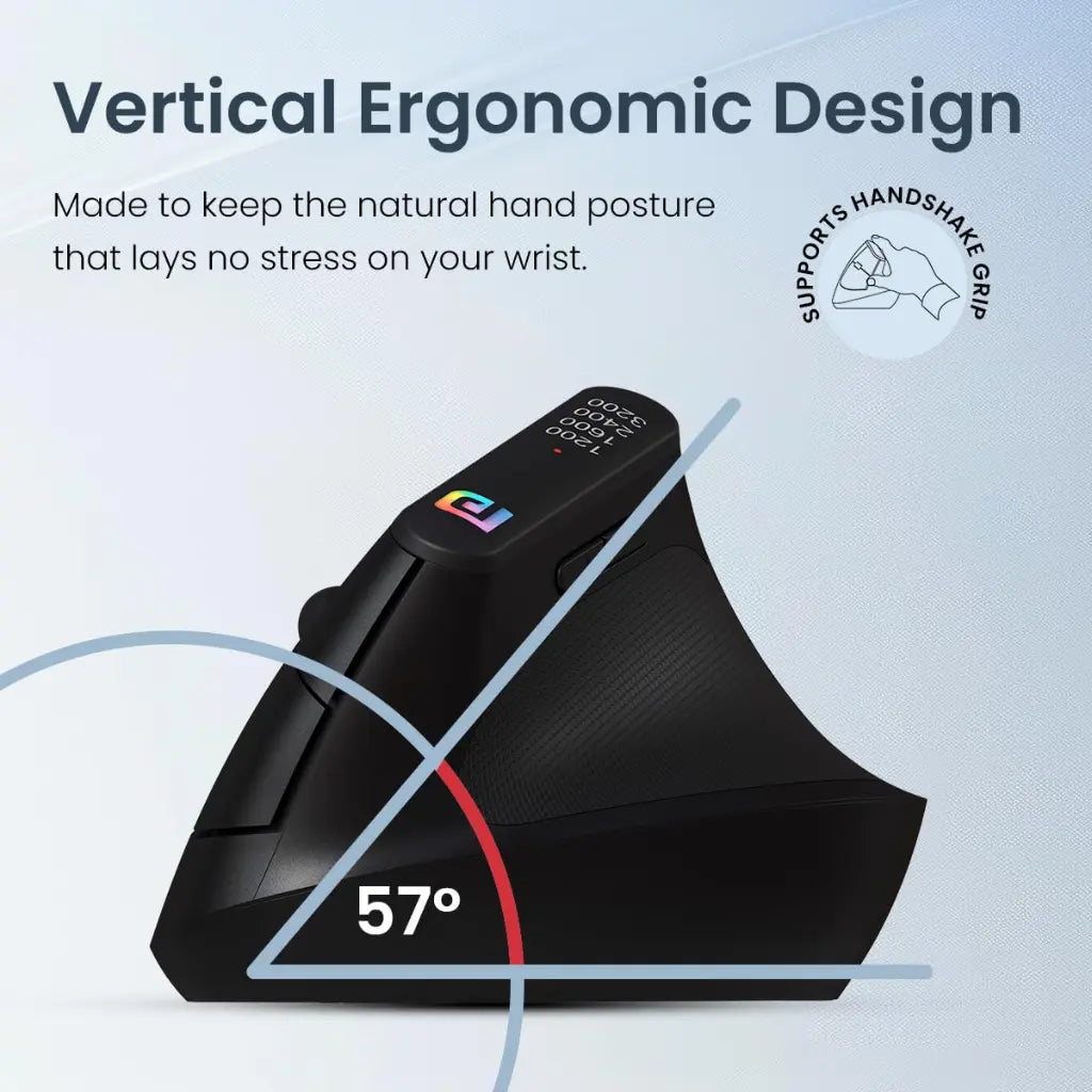 Portronics Toad Ergo POR 1808 Vertical Wireless Ergonomic Mouse 1200 DPI-tpstech.in