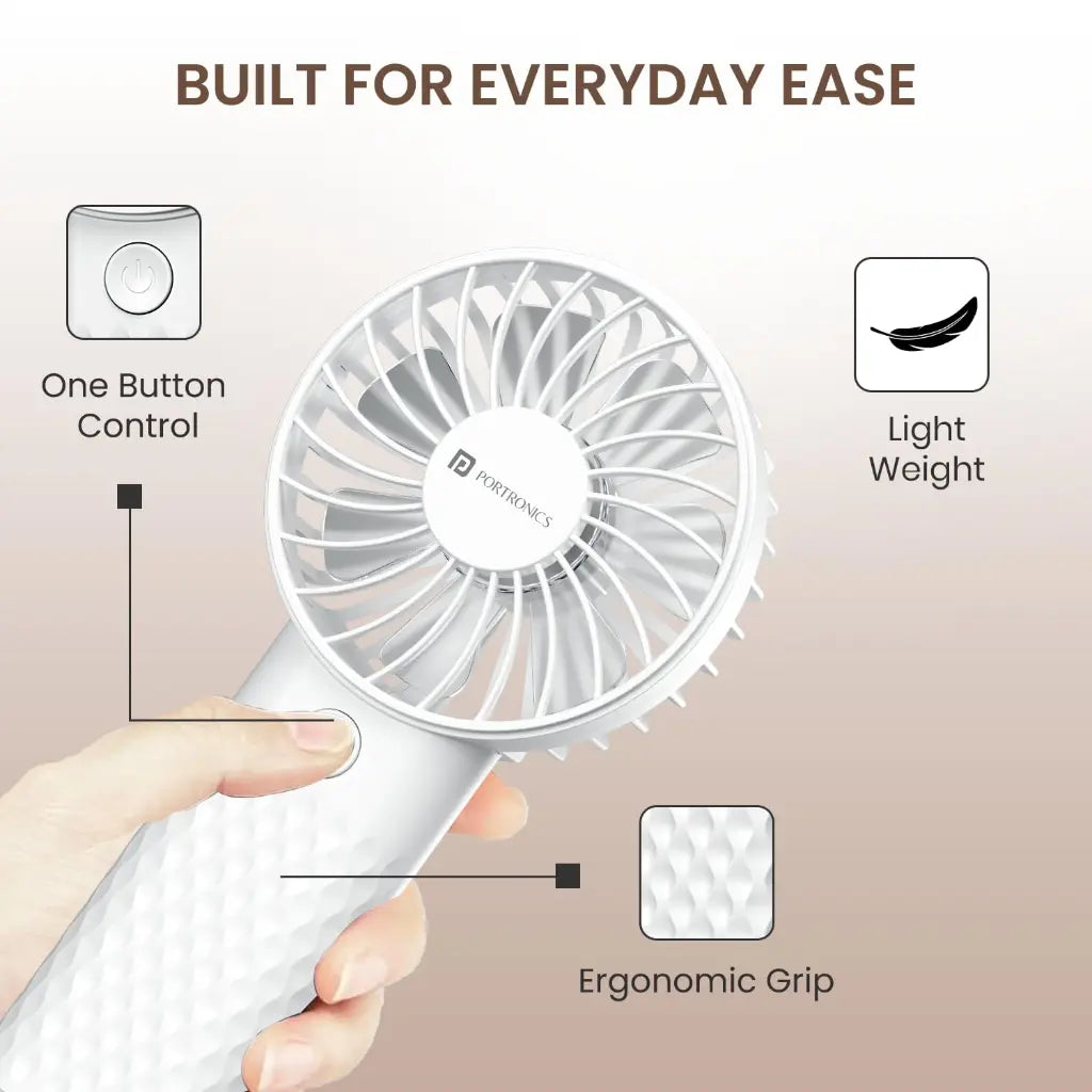 Portronics Toofan Mini 2 POR 3182 Handheld Personal Fan with 2000mAh Rechargeable Battery-tpstech.in