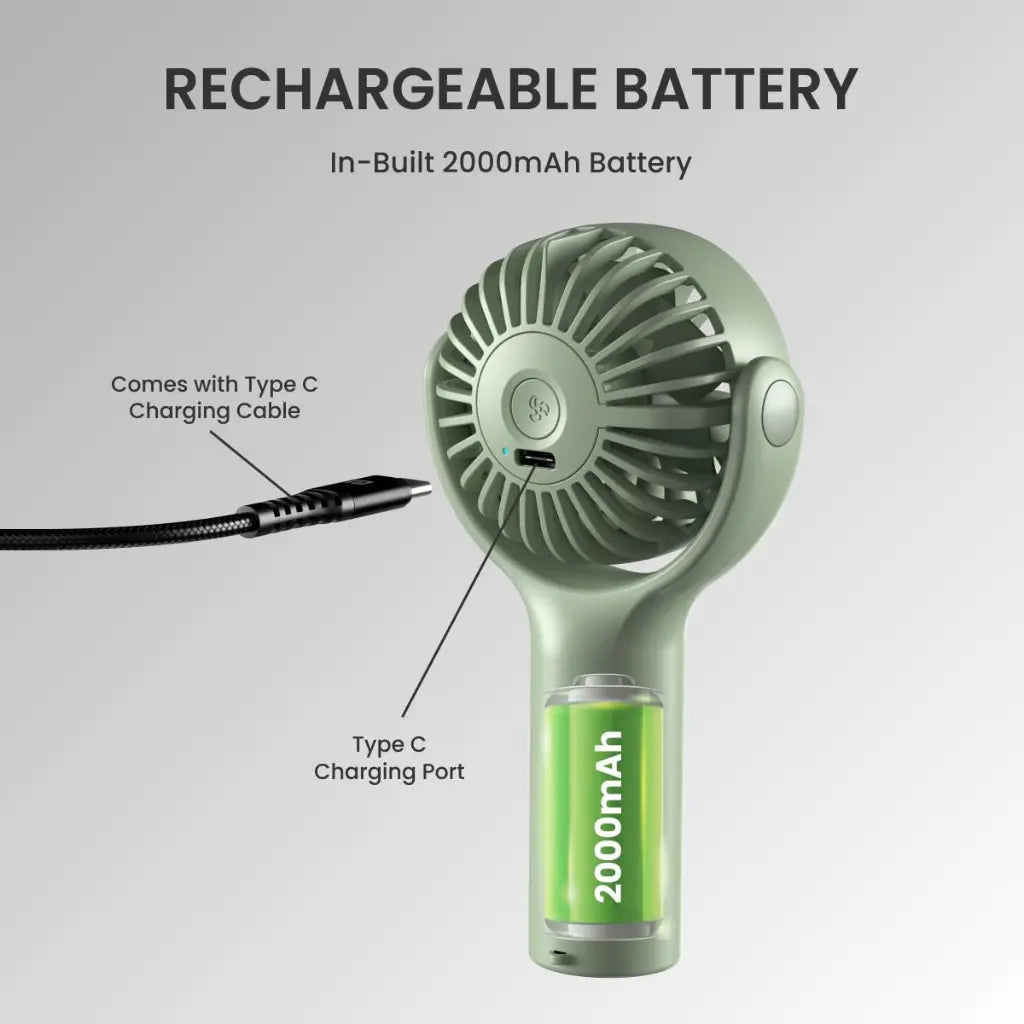 Portronics Toofan Mini POR 1927 Portable Rechargeable Pocket Fan-tpstech.in