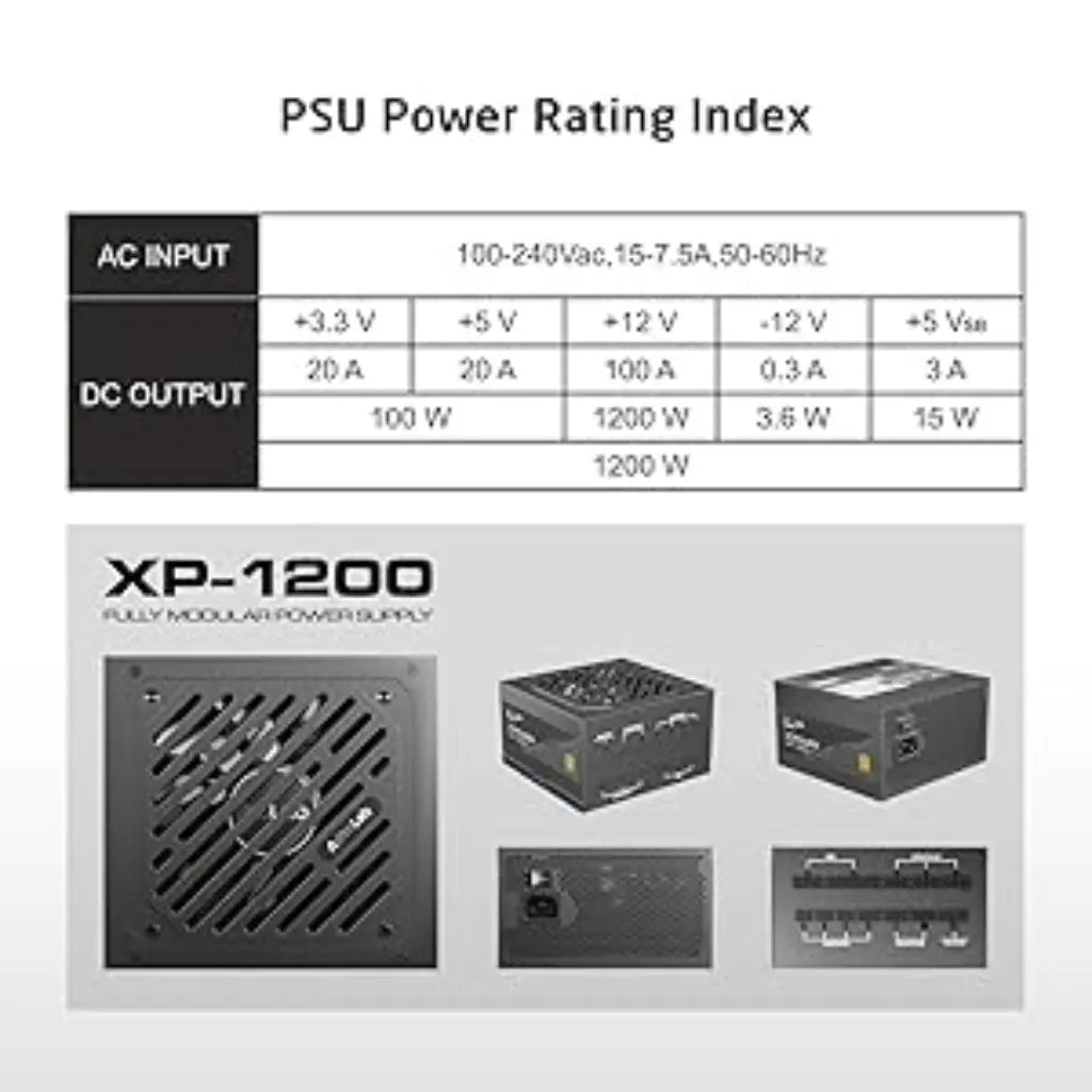 Prolab XPower XP‑1200 1200W ATX 3.1 80 Plus Gold Fully Modular Power Supply-tpstech.in