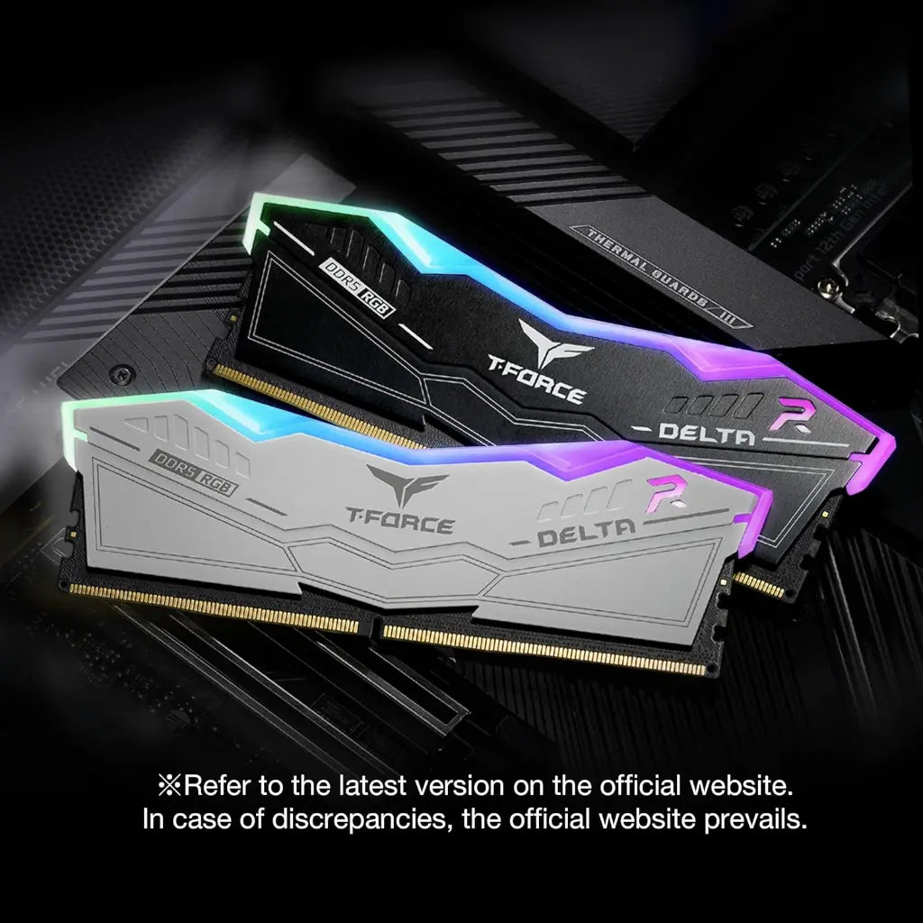 TeamGroup T‑Force Delta RGB DDR5 RAM 32GB (2x16GB) 6000MHz CL38 Desktop Memory Black-tpstech.in