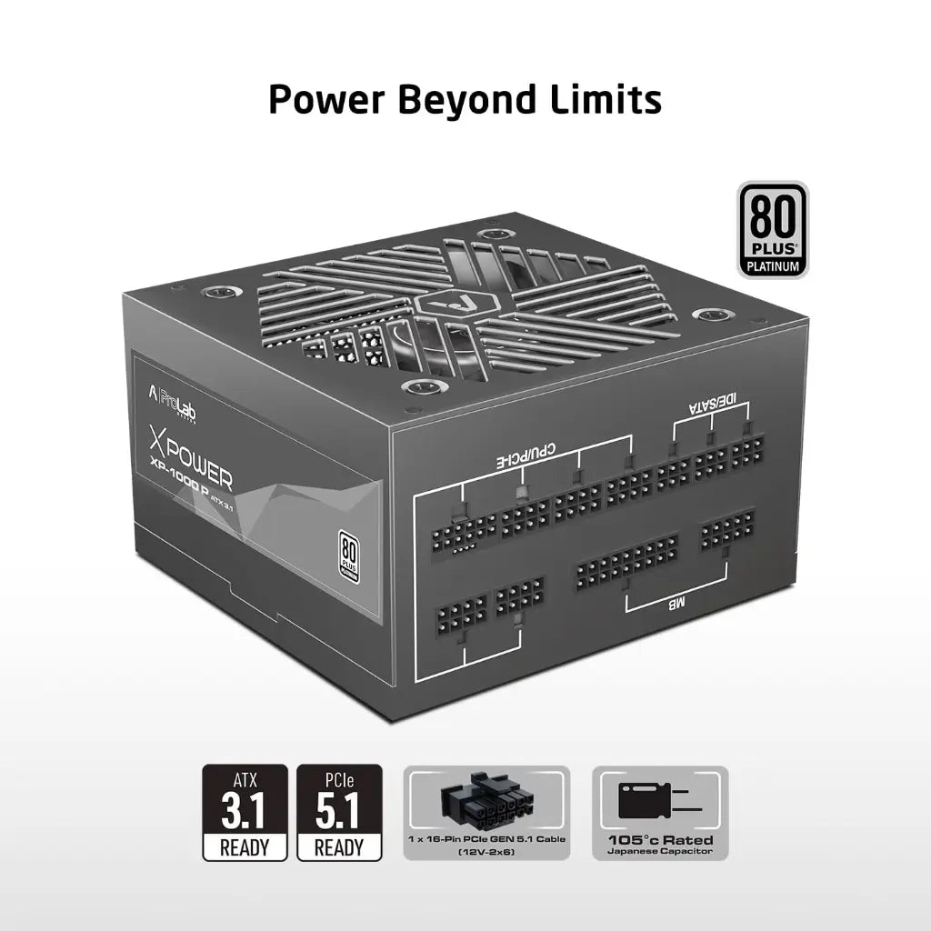 Prolab XPower XP‑1000P 1000W ATX 3.1 80 Plus Platinum Fully Modular Power Supply-tpstech.in