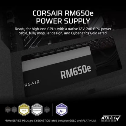 Corsair RMe Series RM650e 650W Fully Modular ATX 3.1 Low‑Noise Power Supply