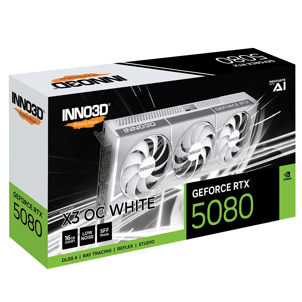 INNO3D GeForce RTX 5080 X3 OC WHITE GDDR7 Triple Fan Graphics Card