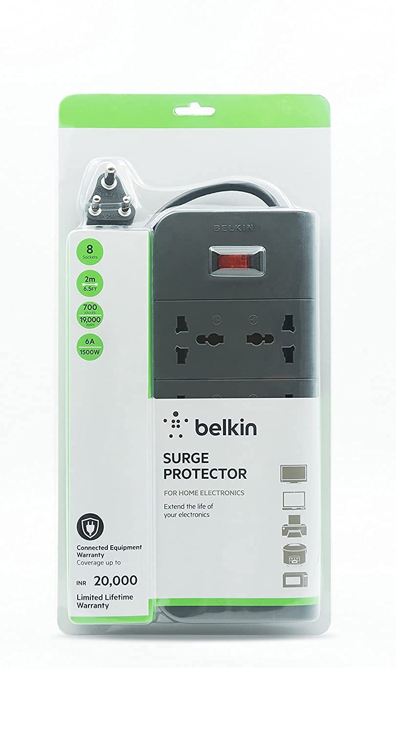Belkin Economy Series 8-Socket Surge Protector Universal Socket - Grey
