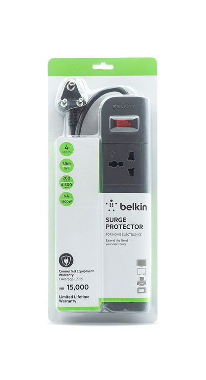 Belkin Economy Series 4-Socket Surge Protector Universal Socket - Grey