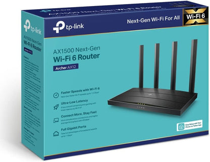 TP-Link AX1500 Archer AX12 Dual-Band Gigabit Wi-Fi 6 Router - Black