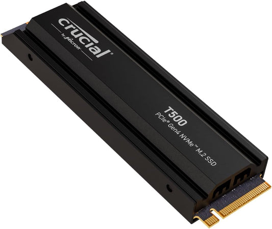 Crucial T500 2TB PCIe Gen4 NVMe M.2 Internal Gaming SSD with Heatsink - Black