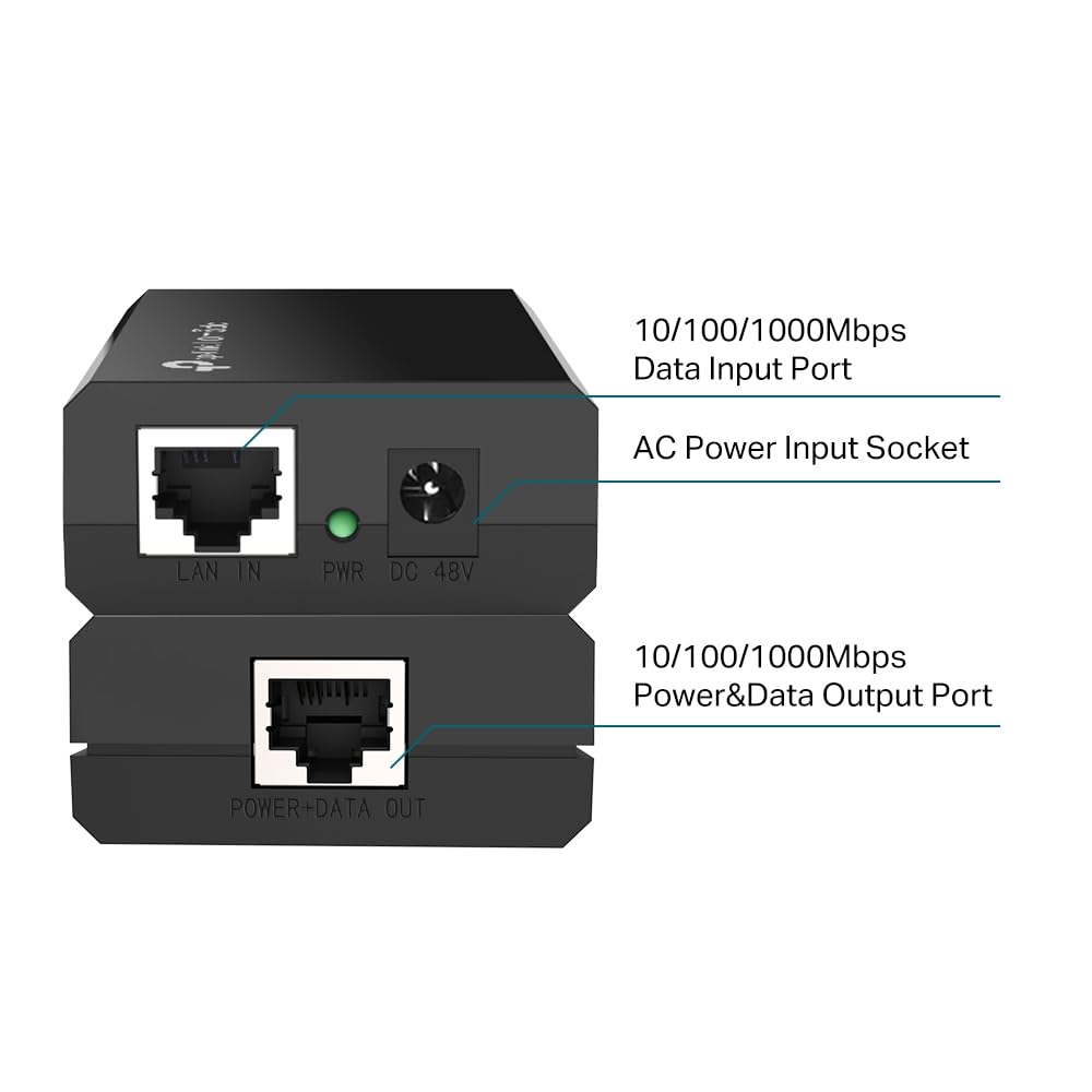 TP-Link TL-POE150S Up to 100 Meters Gigabit PoE Adapter/Injector - Black