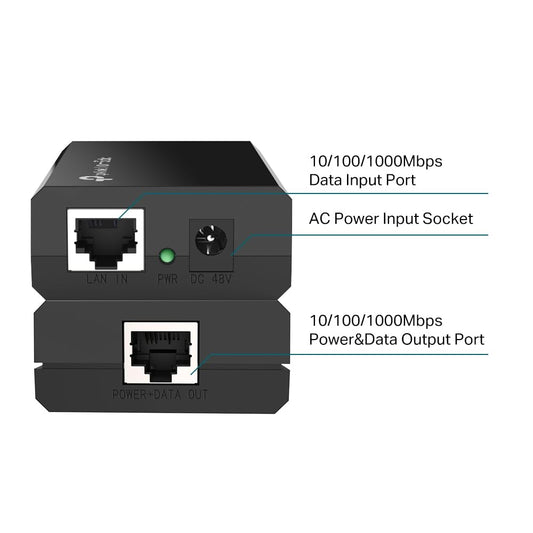 TP-Link TL-POE150S Up to 100 Meters Gigabit PoE Adapter/Injector - Black