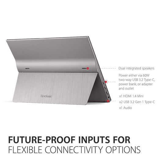 ViewSonic VG1655 16” 60Hz FHD USB Type-C IPS Panel Portable Business Monitor with Speakers