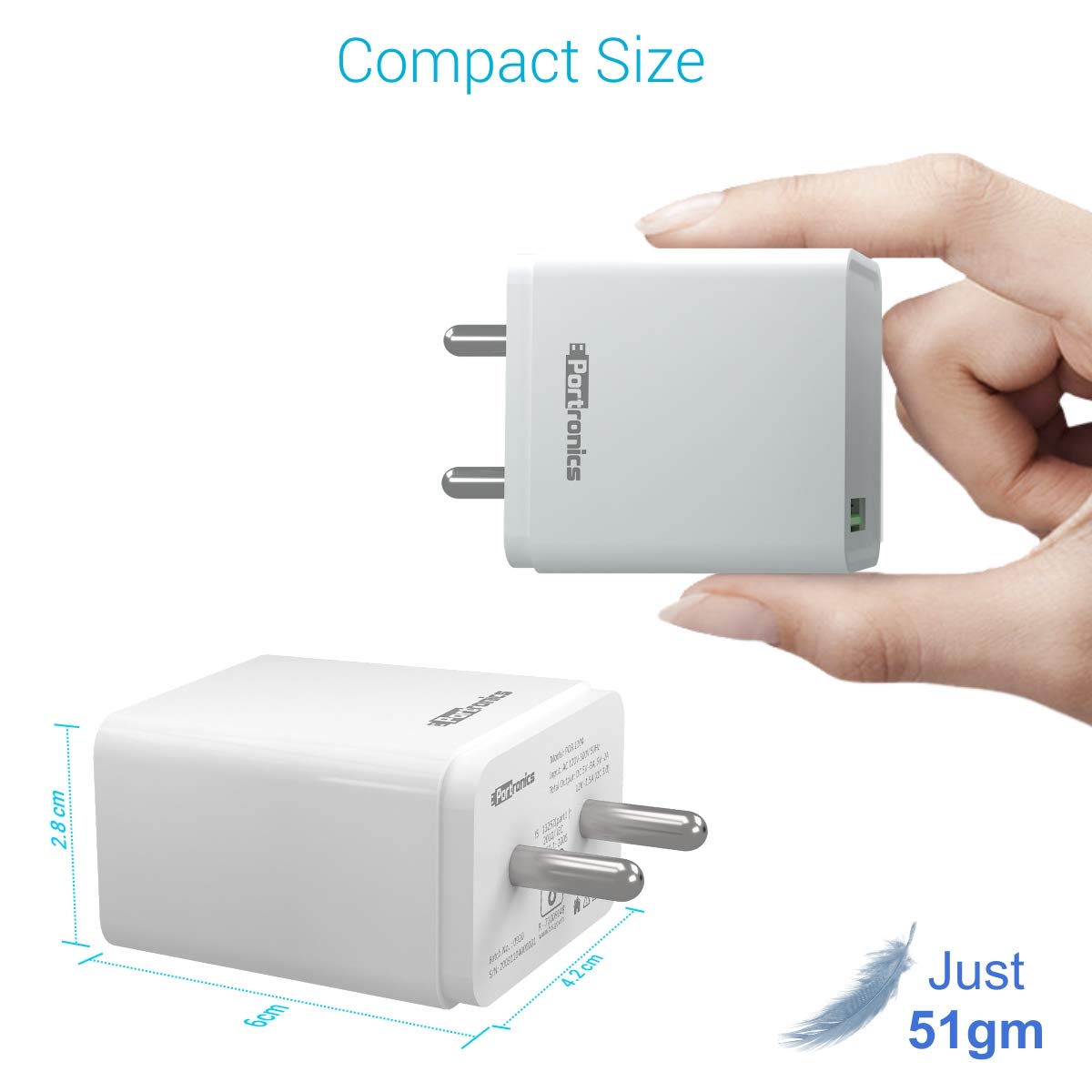 [RePacked] Portronics Adapto One Wall Adapter with 18W 3A Mach USB Charging