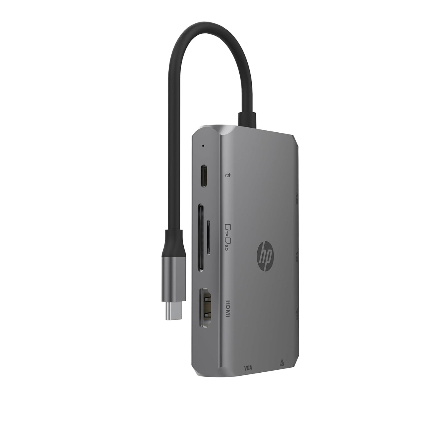 HP 9V565AA USB-C 9-in-1 Multiport Hub with HDMI Ethernet and Fast Charging - Silver