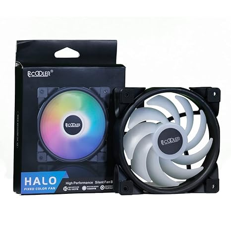 [RePacked]PCCOOLER Halo Fixed Color Fan with 1400 RPM, 120mm 4-Pin PWM RGB Fan