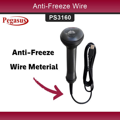 Pegasus PS3160 1D/2D USB Wired Handheld Barcode Scanner - Black