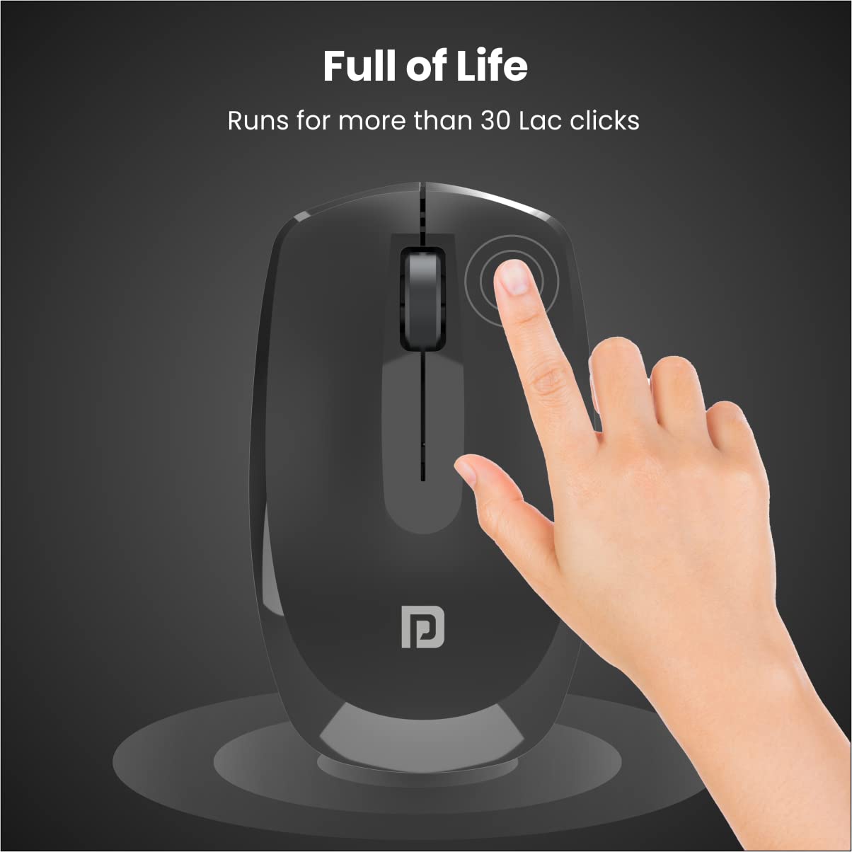 Portronics Toad 25 1200 DPI 2.4 GHz USB Optical Wireless Mouse - Black