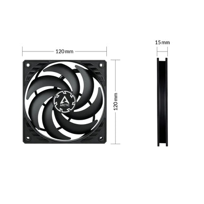 ARCTIC P12 Slim PWM PST 120mm Low-Profile Case Fan with Cable Splitter-tpstech.in