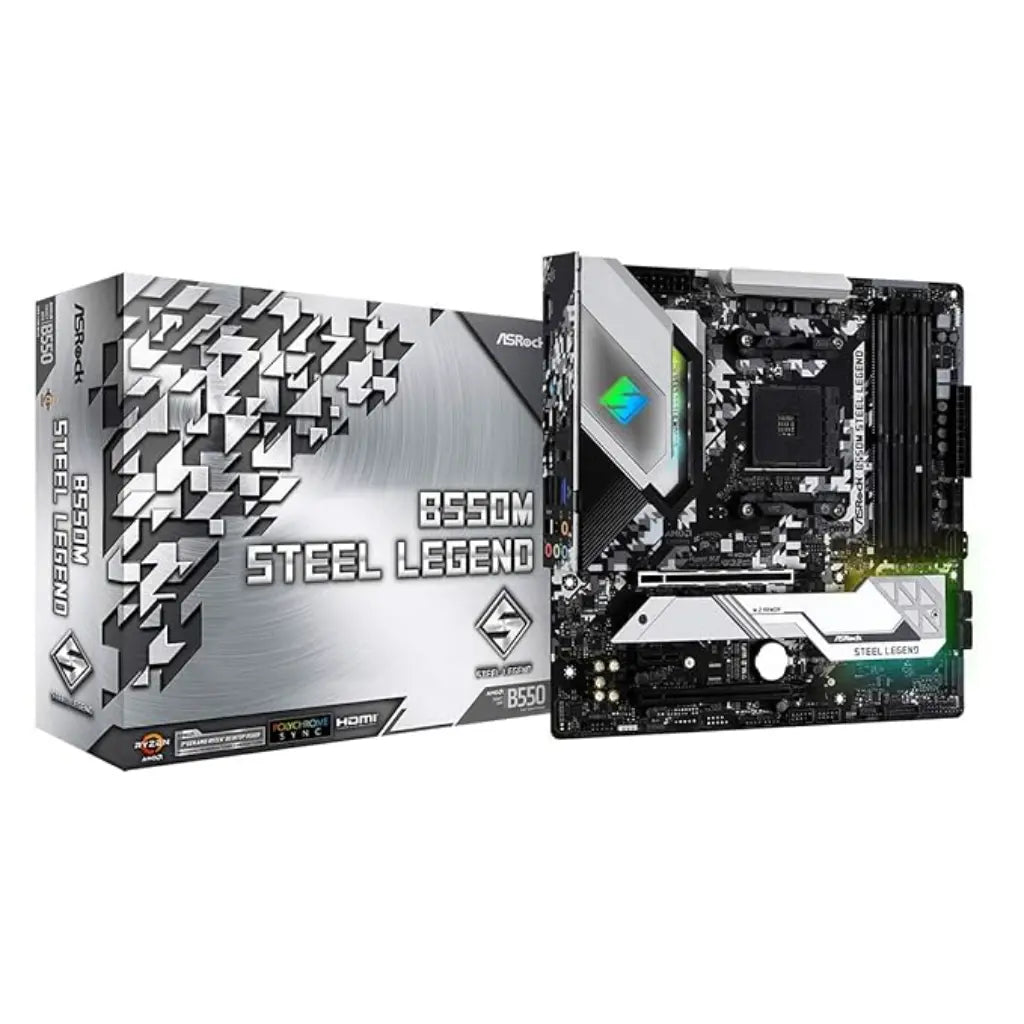 ASRock B550M Steel Legend AMD AM4 DDR4 4733+ OC Micro ATX Motherboard-tpstech.in