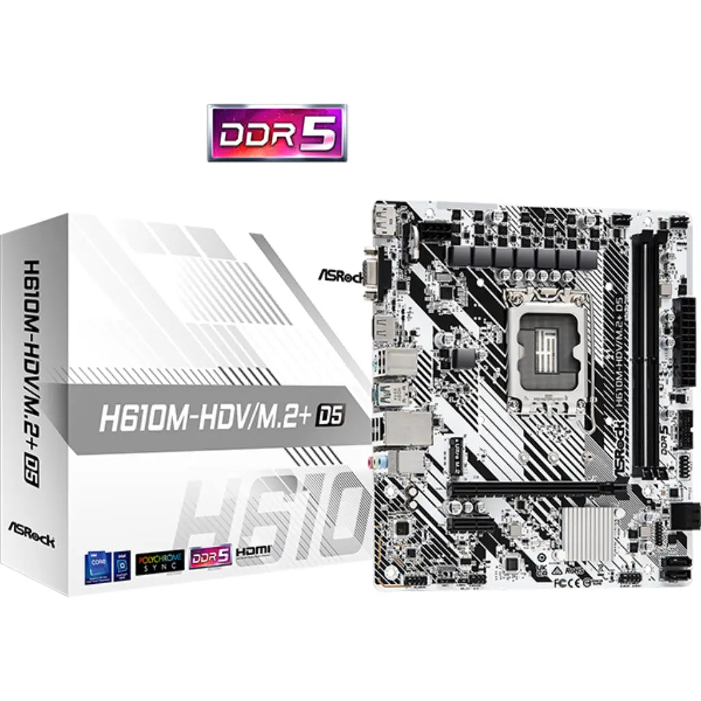 ASRock H610M-HDV/M.2+ D5 Intel H610 LGA1700 DDR5 Micro ATX Motherboard-tpstech.in