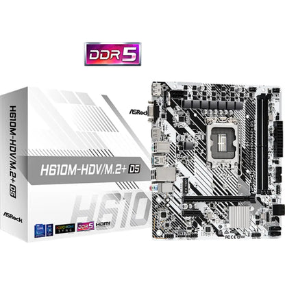 ASRock H610M-HDV/M.2+ D5 Intel H610 LGA1700 DDR5 Micro ATX Motherboard-tpstech.in