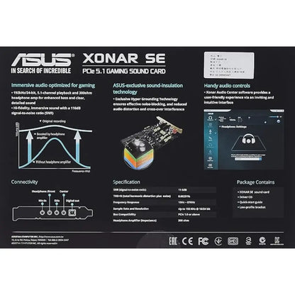 ASUS Xonar SE PCIe 5.1 Channel Gaming Sound Card 192kHz/24-bit Hi-Res Audio-tpstech.in