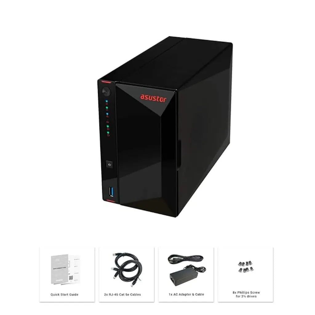 Asustor AS5202T 2‑Bay 2.5GbE NAS Intel Celeron J4005 2GB DDR4 HDMI 4K NAS-tpstech.in