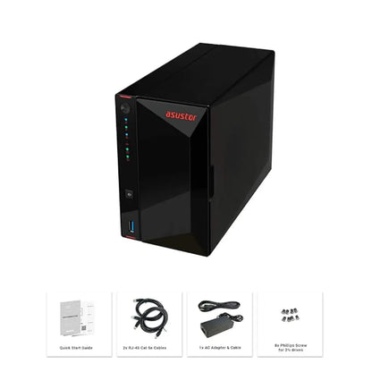Asustor AS5202T 2‑Bay 2.5GbE NAS Intel Celeron J4005 2GB DDR4 HDMI 4K NAS-tpstech.in
