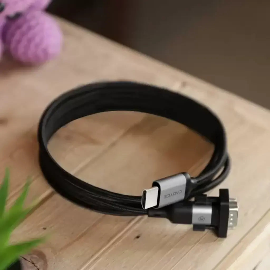 Cadyce CA-HVCAB HDMI Male to VGA Male CADMiUM Braided Cable (2M, Full HD 1080p)-tpstech.in