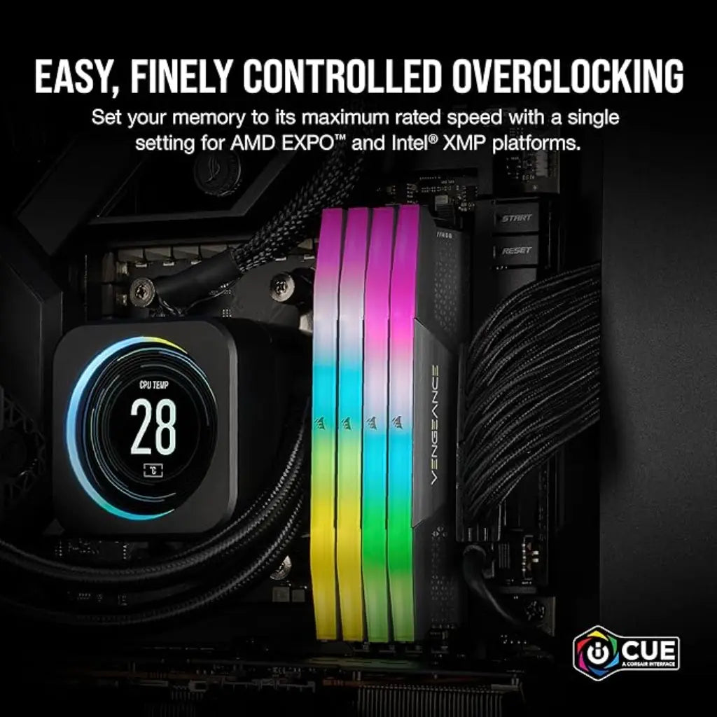 Corsair Vengeance RGB 96GB (48GBx2) DDR5 RAM 6000MHz CL30 288-Pin Desktop Memory-tpstech.in
