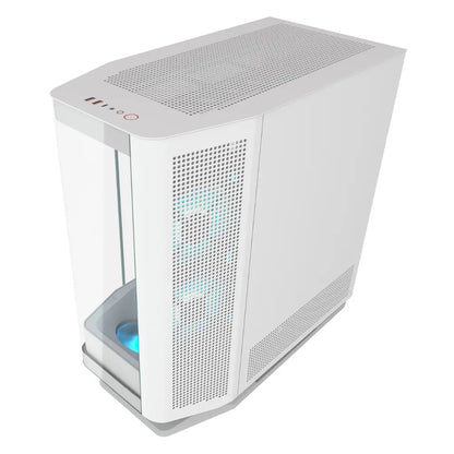Cougar FV270 RGB Tempered Glass Mid‑Tower Computer Case with E‑ATX Support, Angled Airflow & ARGB Fans - White-tpstech.in