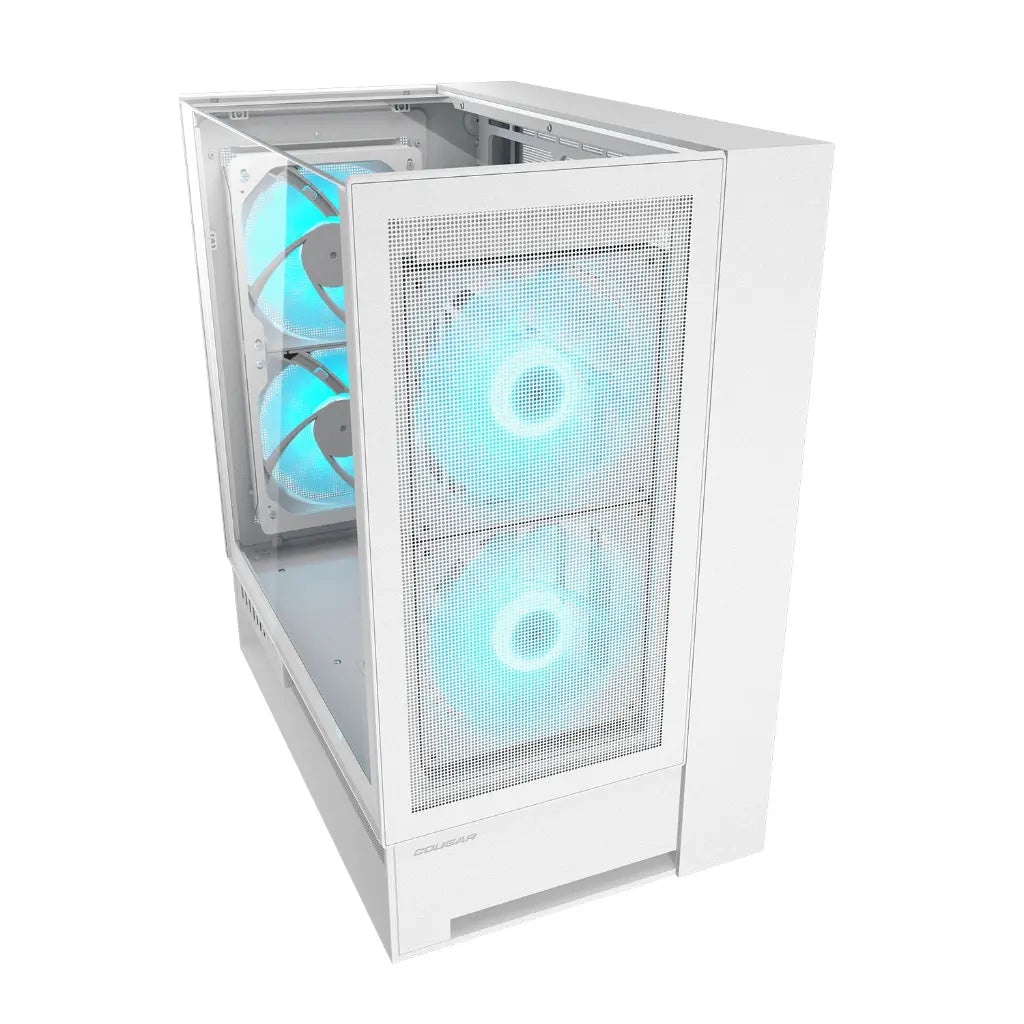 Cougar OmnyX Mid‑Tower PC Case with Omnidirectional Dynamic Flow Quad 160mm PWM Fans - White-tpstech.in