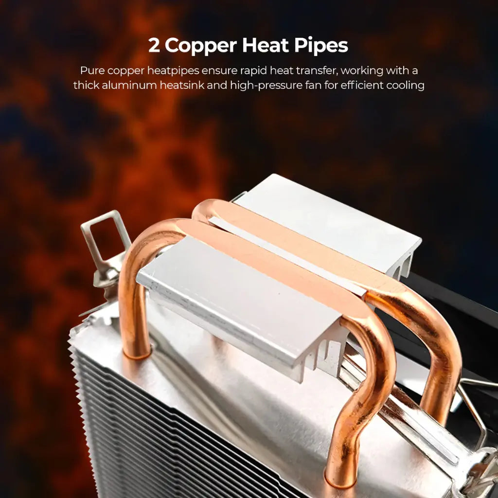 Foxin FCF 003 90mm RGB CPU Cooling Fan 1800 RPM 2 Copper Heat Pipes-tpstech.in