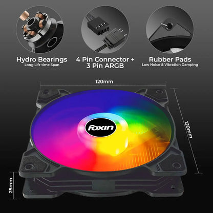Foxin FCF 005 120mm RGB CPU Cooler with 6 Copper Heat Pipes-tpstech.in