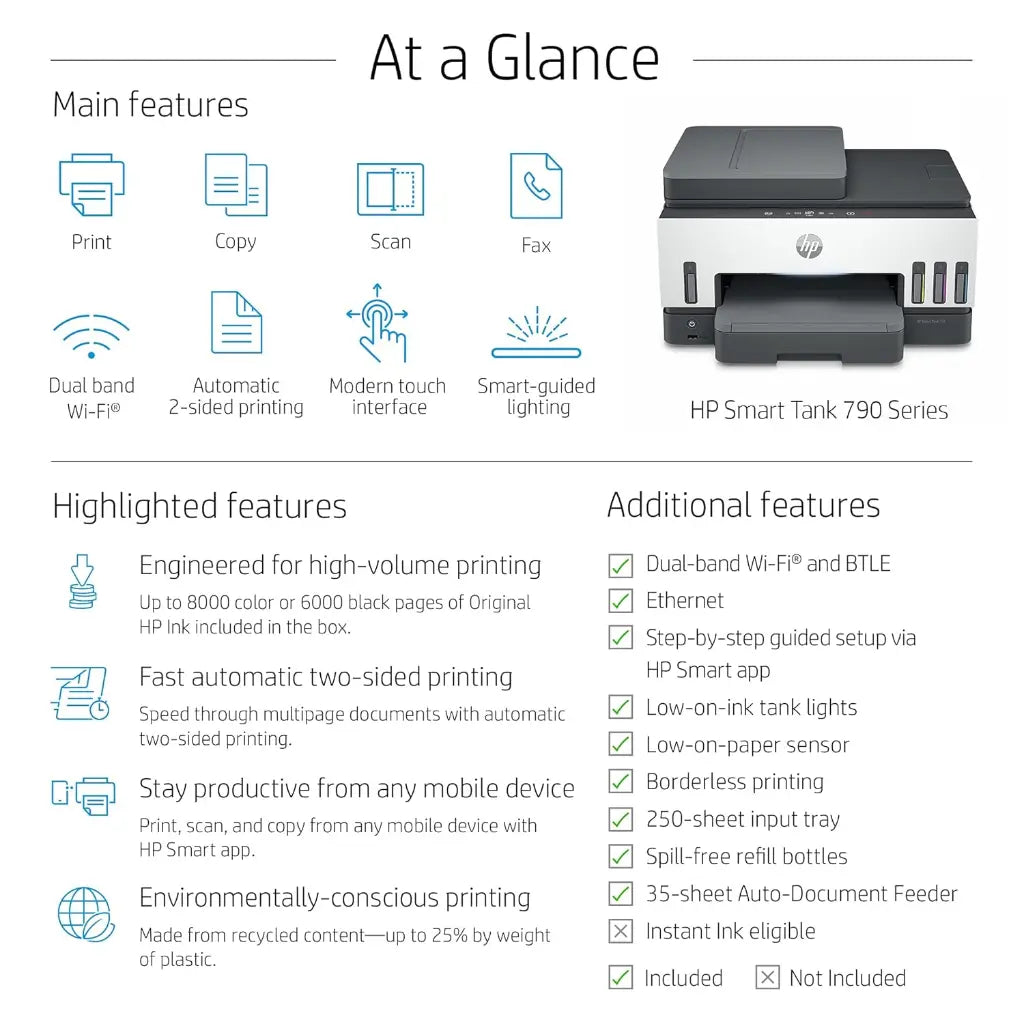HP Smart Tank 790 Wireless All-in-One Ink Tank Printer with ADF & Duplex Printing-tpstech.in