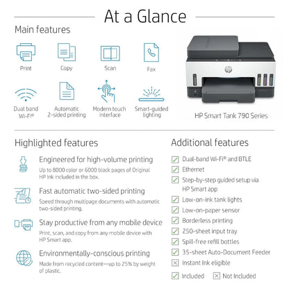 HP Smart Tank 790 Wireless All-in-One Ink Tank Printer with ADF & Duplex Printing-tpstech.in