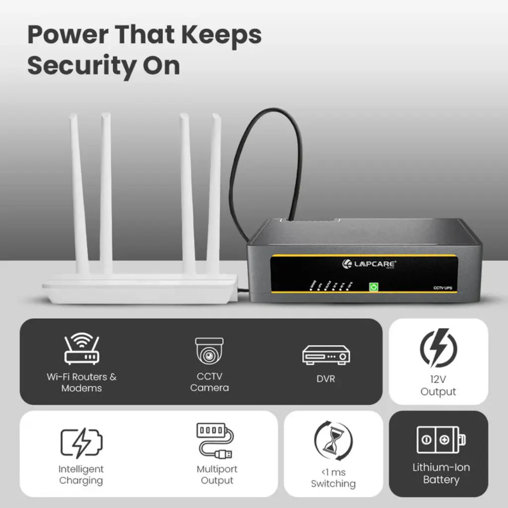 Lapcare CUB‑IX LOLCUP9959 12V CCTV UPS with 5.2Ah Lithium‑Ion Battery Backup-tpstech.in