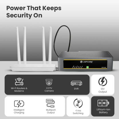 Lapcare CUB‑IX LOLCUP9959 12V CCTV UPS with 5.2Ah Lithium‑Ion Battery Backup-tpstech.in