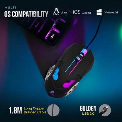 Lapcare Champ LGM-100 USB Wired RGB Gaming Mouse 3600DPI-tpstech.in