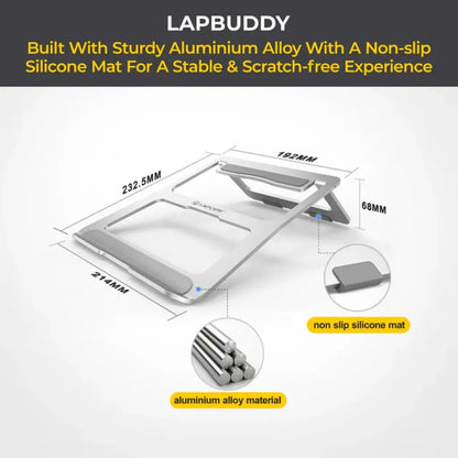 Lapcare Lapbuddy LSE-004 Aluminum Laptop/iPad Stand Foldable Upto 15.6" Support-tpstech.in