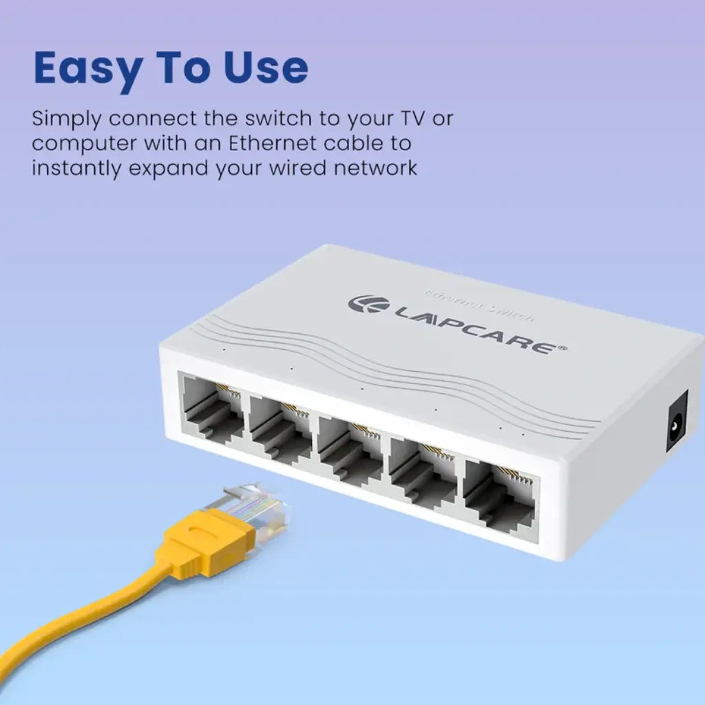 Lapcare Laplink 5 Port Desktop Ethernet Switch - White-tpstech.in