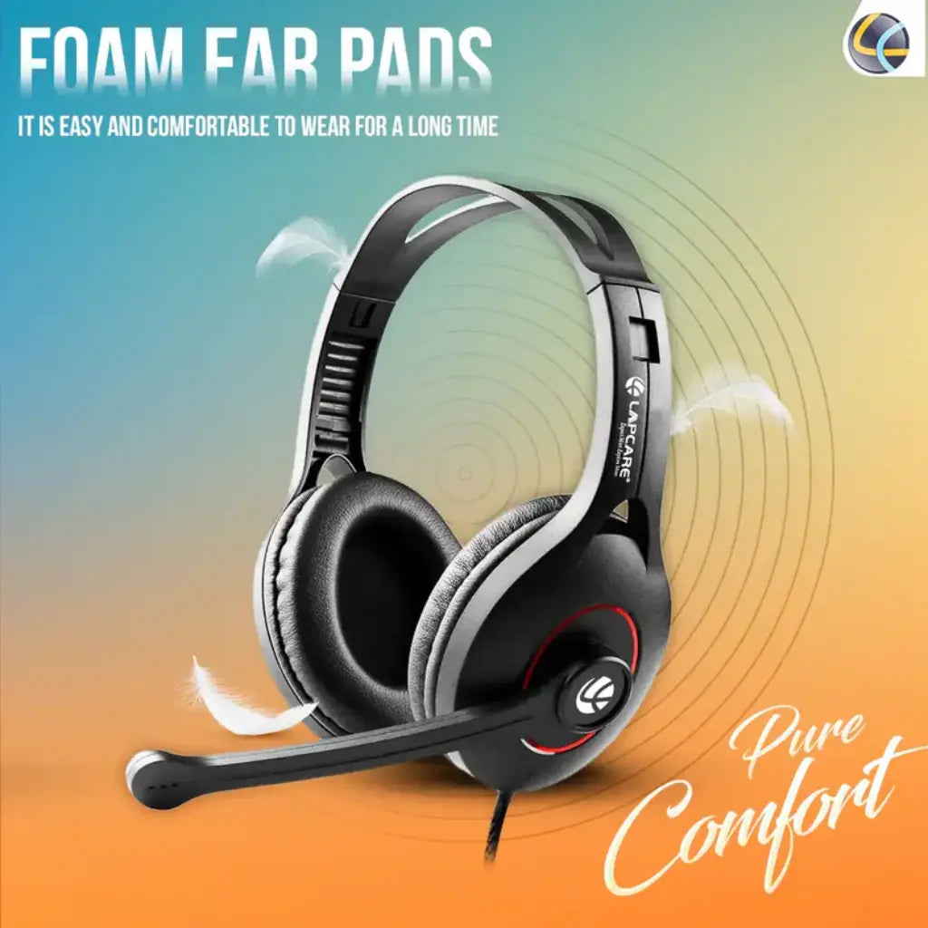 Lapcare Rocky LHP-207 USB Wired Headset with 40mm Drivers Adjustable Microphone-tpstech.in