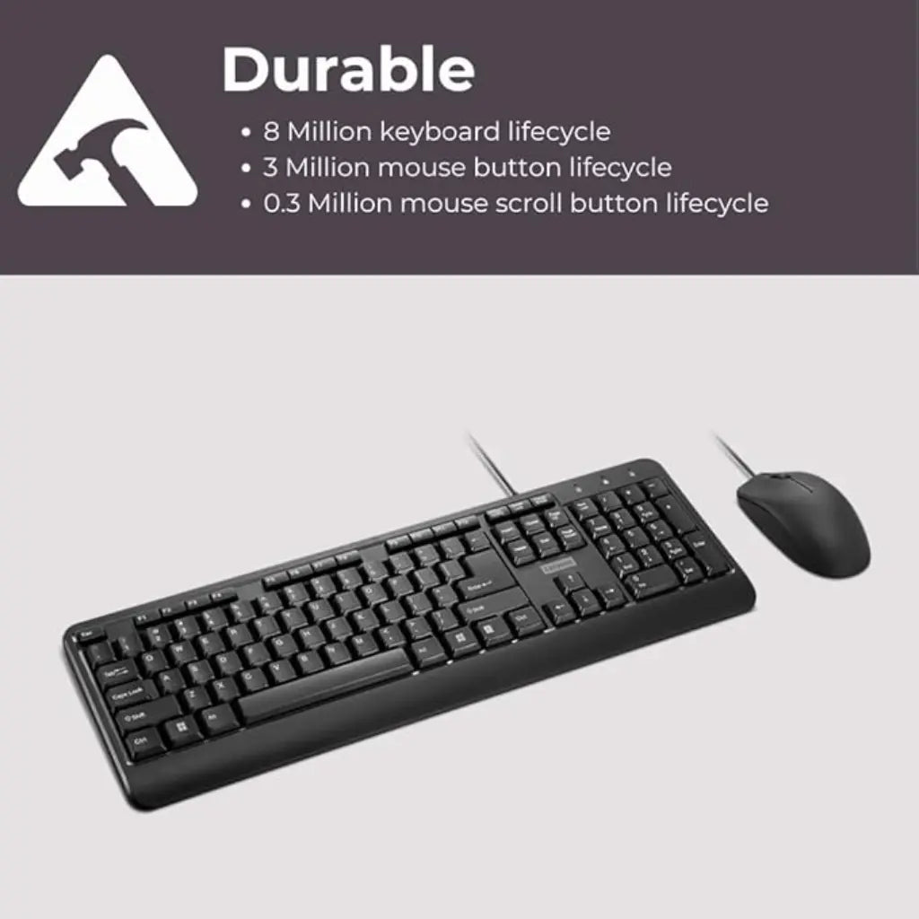 Lenovo 160 1600 DPI USB-A Wired Keyboard & Mouse Combo - Black-tpstech.in
